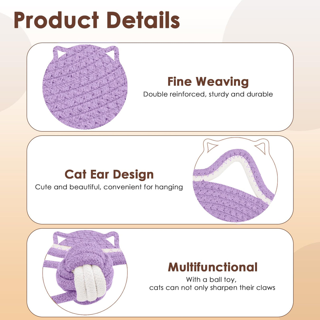 Cat Scratcher Mat, Natural Cotton Rope Cat Scratch Pad, 15.7'' Round Horizontal Floor Cat Scratching Pads for Indoor Cats, Cat Furniture Protector for Wall, Couch, Carpets, Sofas
