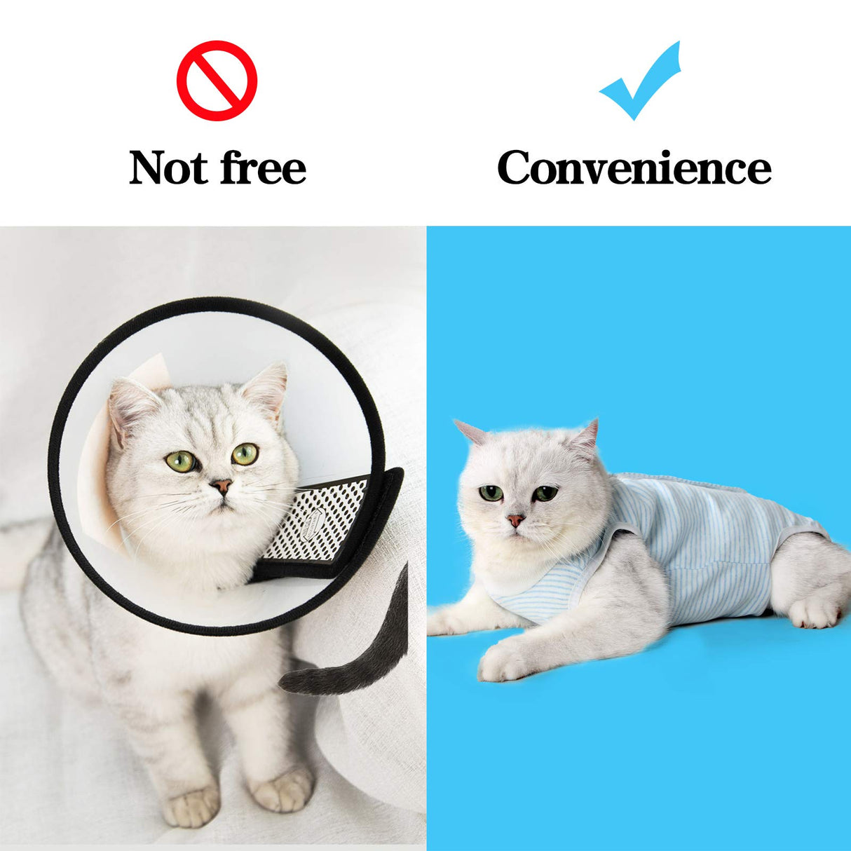 oUUoNNo Cat Wound Surgery Recovery Suit for Abdominal Wounds or Skin Diseases, After Surgery Wear, Pajama Suit, E-Collar Alternative for Cats (S, Stripe Blue)