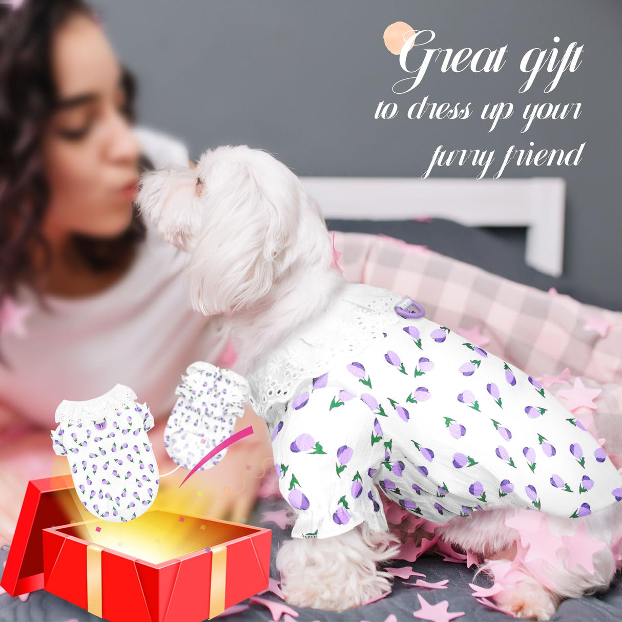 ABRRLO Cute Dog Shirts for Small Dog Clothes Girls Pink Puppy Cat Shirts with Harness D Ring Floral Female Doggy Outfits Pet Clothes for Mini Dachshund Shih tzu Teacup Chihuahua Maltese