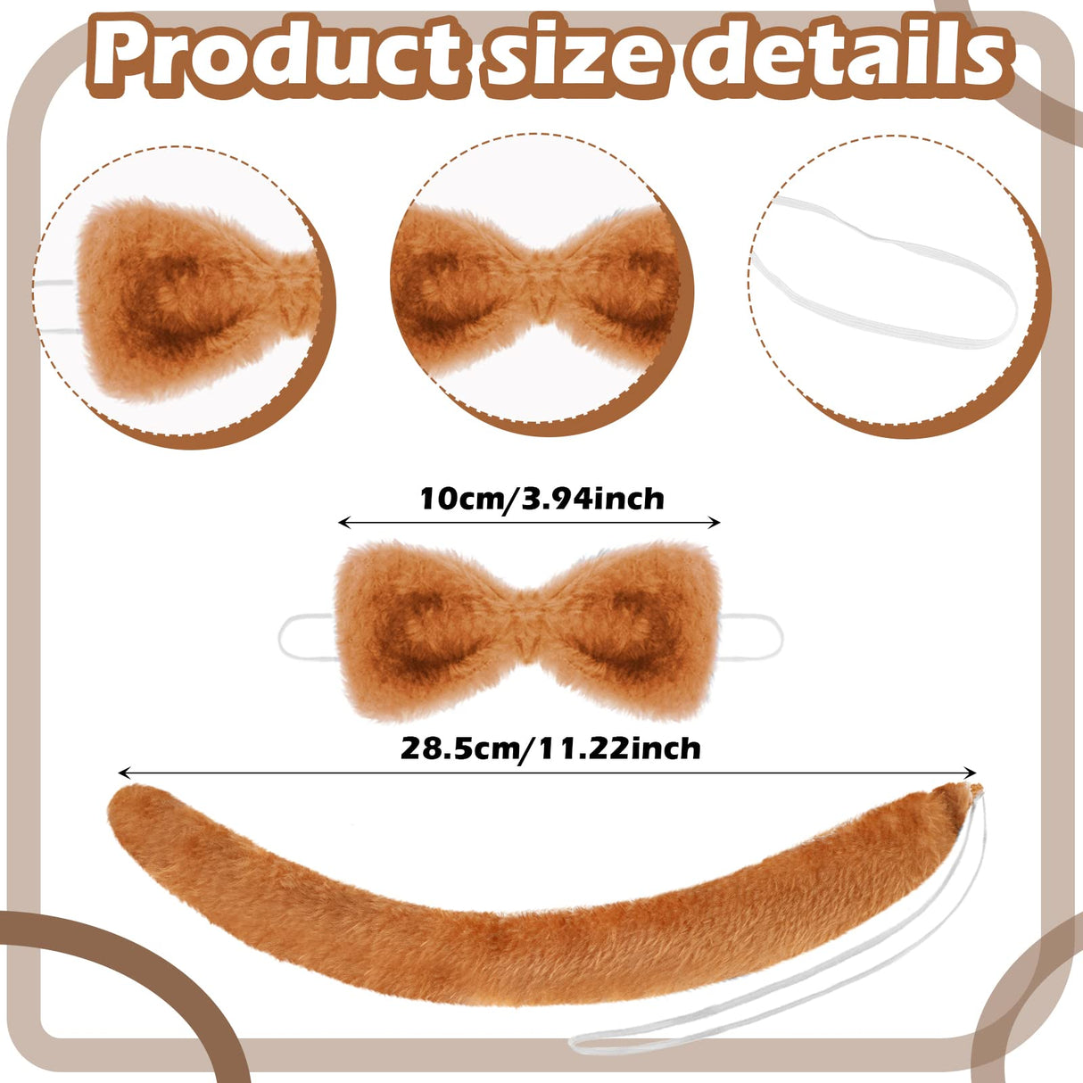 3 Sets Halloween Puppy Dog Costume - Dog Headband Ears, Tail & Bow Tie Accessories for Adults