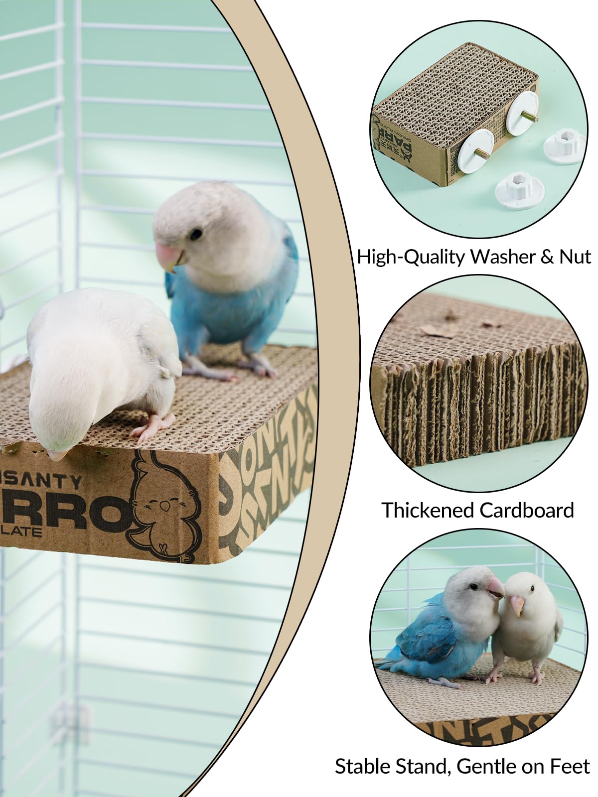12.3 Inch Paper Bird Toys, Bird Platform, Parrot Toy, Help Birds Clean Beak, Release Stress, Reduce Boredom - Suitable for Budgie, Cockatiel, Lovebird, and Other Small to Medium-Sized Pet Birds