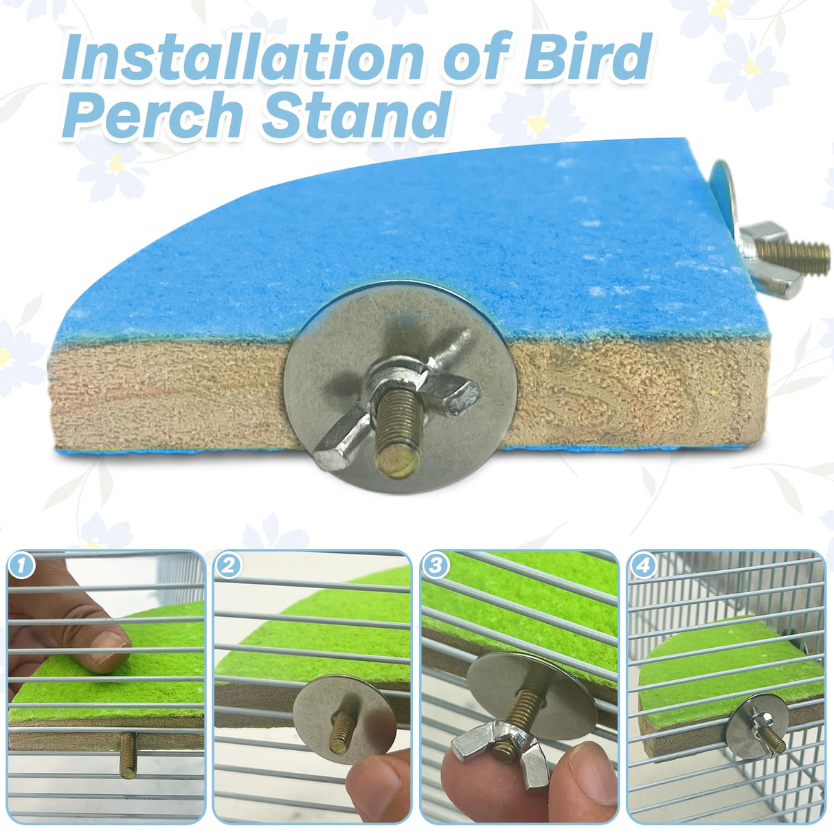 kathson Bird Perch Platform, Parrot Sanded Stand Wooden Corner Shelf Fan Shaped Cage Playground for Parrots Conures Budgies Parakeets Cockatiels Lovebirds
