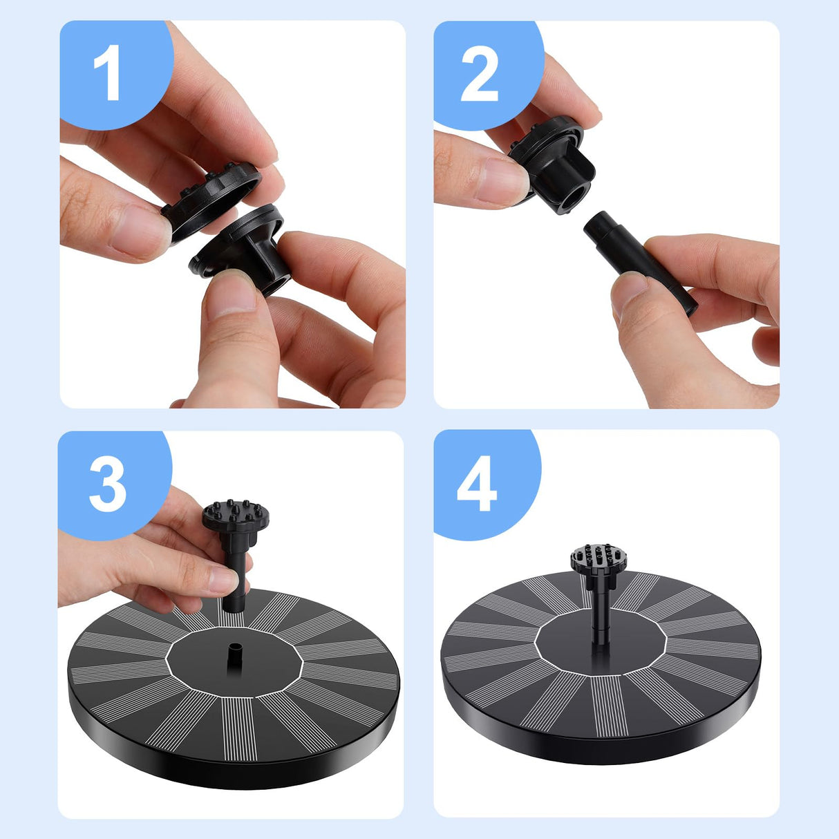 SHANCHAHUA Solar Fountain, 1.5W Solar Bird Bath Fountains Pump Floating Solar Powered Water Fountain with 6 Nozzles and Fixer, Solar Fountain for Bird Bath, Outdoors, Garden, Pond, Pool