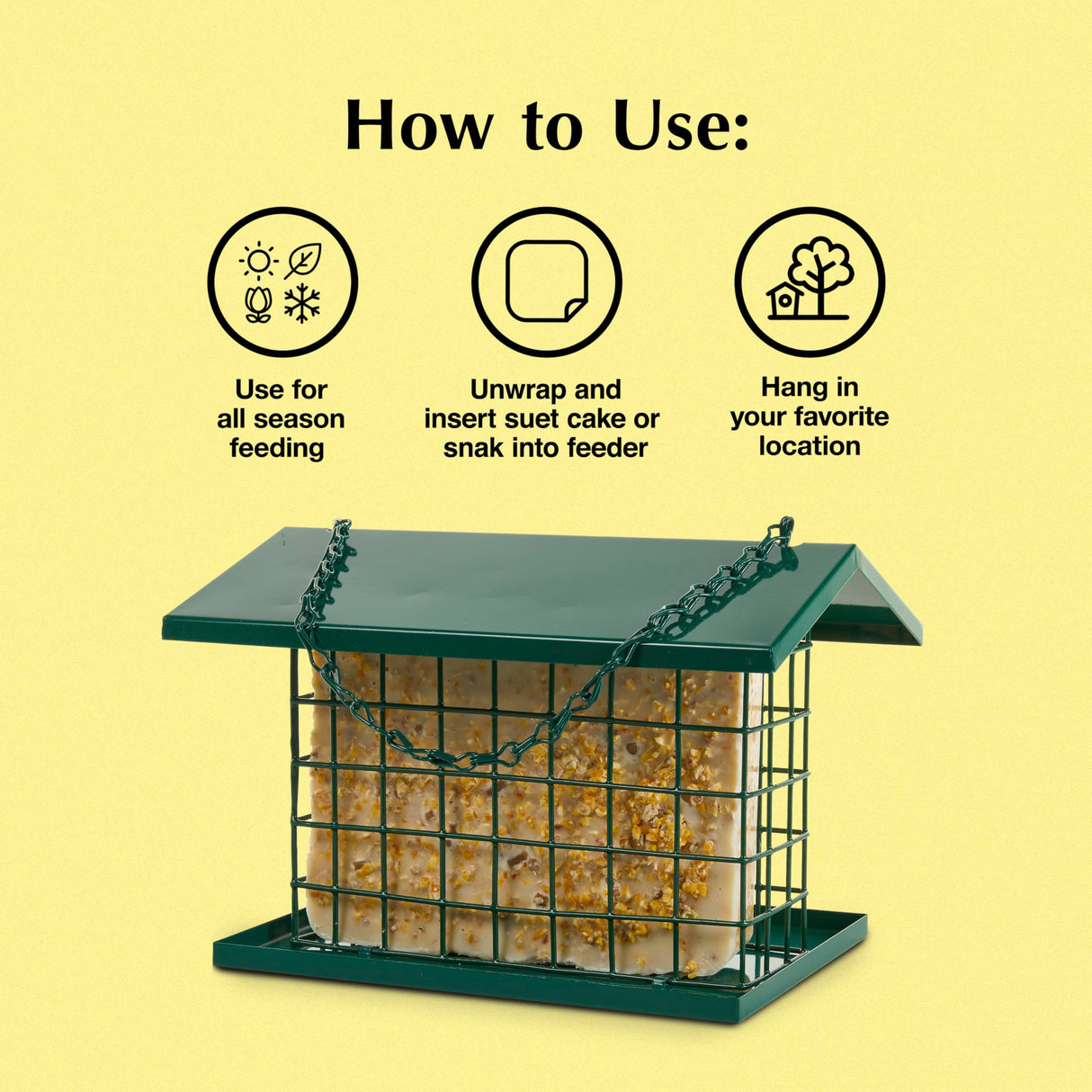 C&S EZ Fill Deluxe Suet and Snak Feeder with Roof & Platform, Suet Feeder for Wild Birds, Holds one 56 ounce suet cake