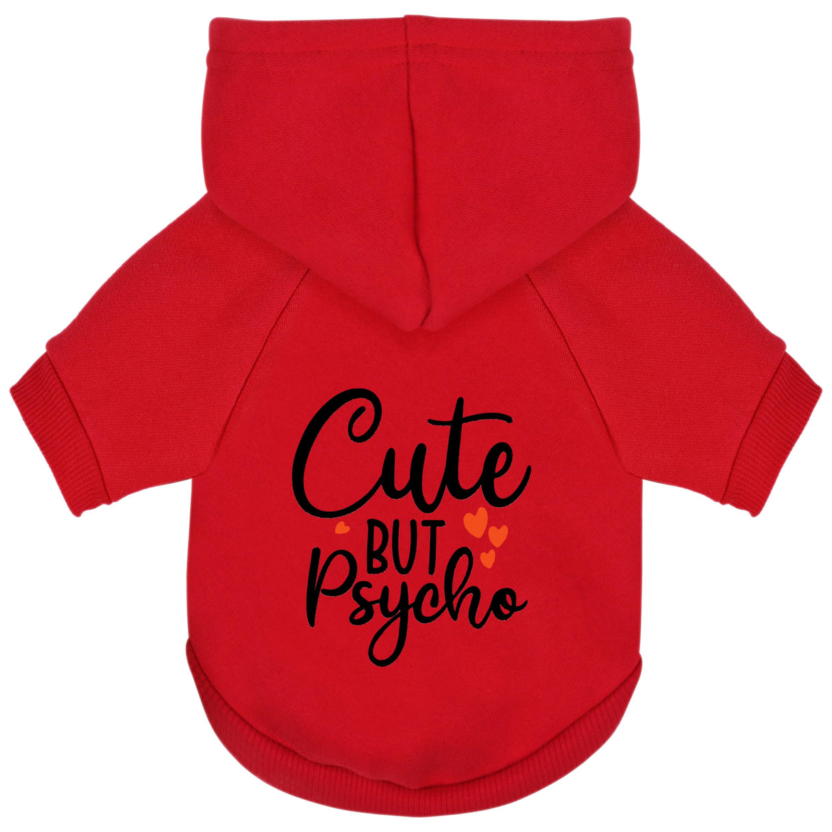 Cute but Psycho Dog Hoodie - Warm and Soft Dog Sweatshirt with Leash Hole, Fun Slogan Print, Cozy Winter Coat for Small Medium Dogs and Cats, Perfect for Cold Weather and Daily Walks.Red XXL