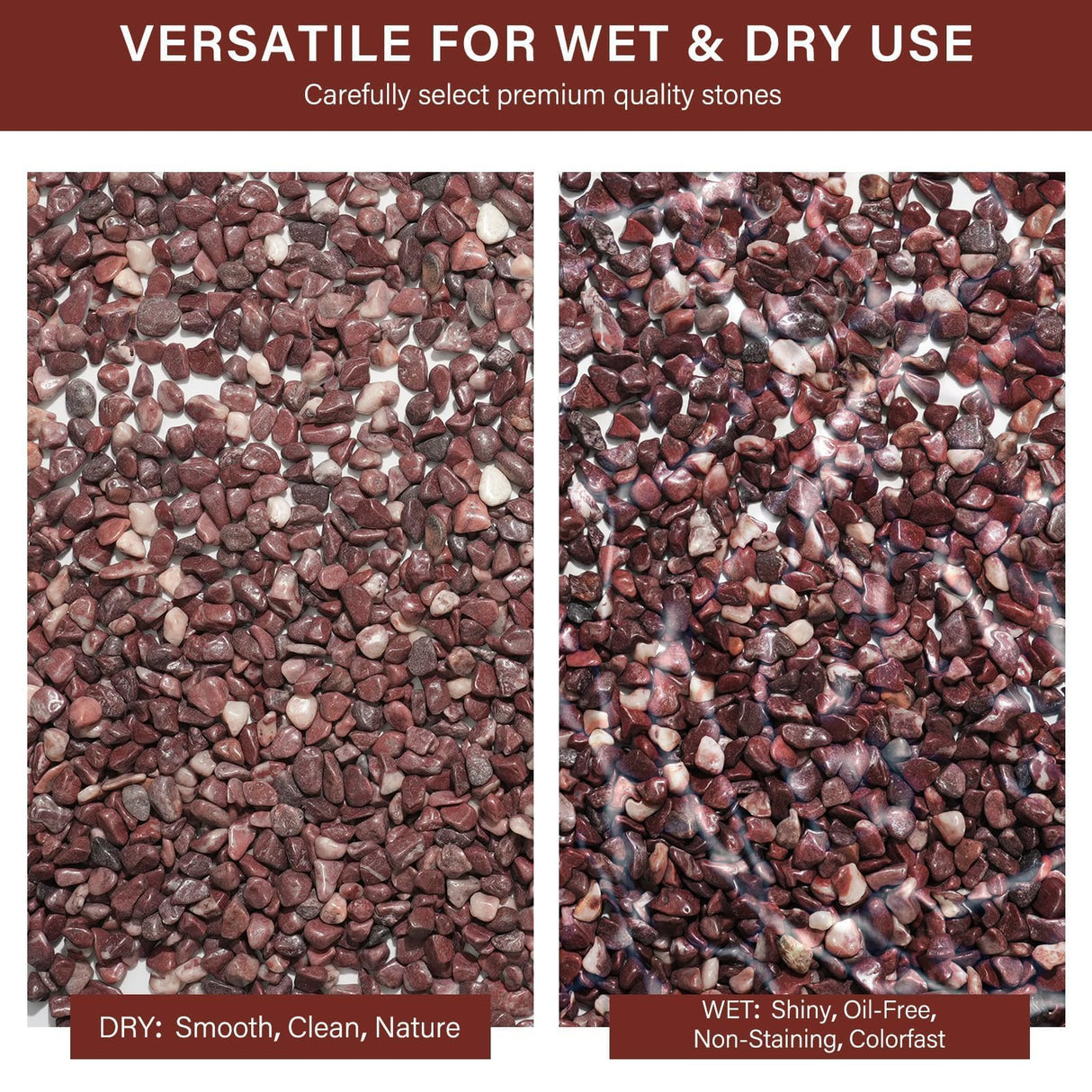 NUPICK 3 lbs Pebbles for Indoor Plants, 1/5 Inch Pea Gravel for Fish Tank, Polished Decorative Rocks for Succulent, Natural River Stones for Vases, Cactus, Landscaping, Bird Bath, Aquarium, Red