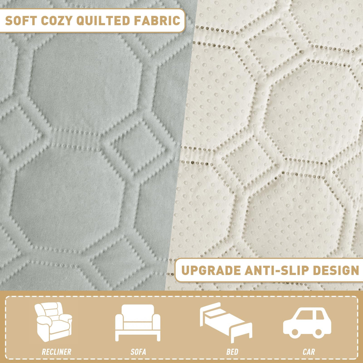 ZNSAYOTX Ultimate Cozy Blankets (82"x82") 100% Waterproof Bed Mat Blanket for Dog Pets, Couch Sofa Protector with Non-Slip Back Washable Durable, Pee Scratch Proof Easy to Clean (Light Grey)