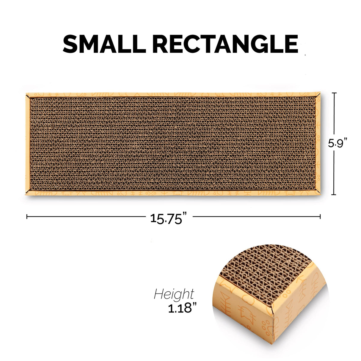Furhaven Scratching Board w/ Catnip for Indoor Cats, Reversible - Classic Corrugated Cat Scratcher Pad - Yellow, Small