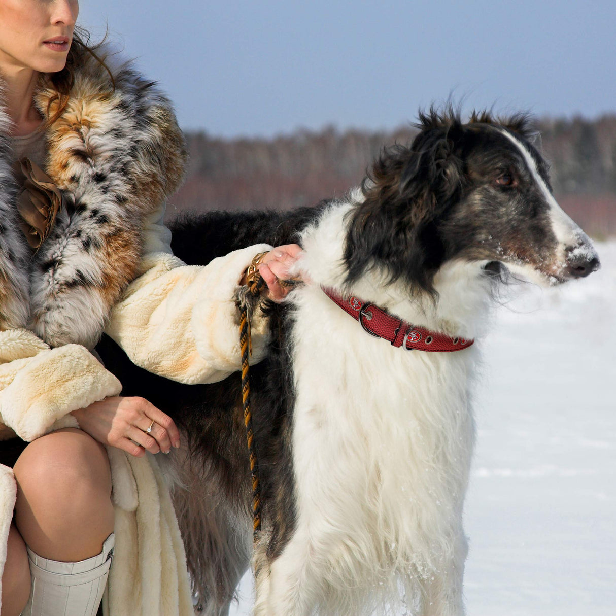 Pets First Tough Leather Pet Collar NFL SAN Francisco 49ERS Premium Dog Collar, Limited Edition, Size Large. Best & Strongest Heavy-Duty Dog Collar!, Large (20-29"" Long & 1"" Wide) (SAN-3081-LG)