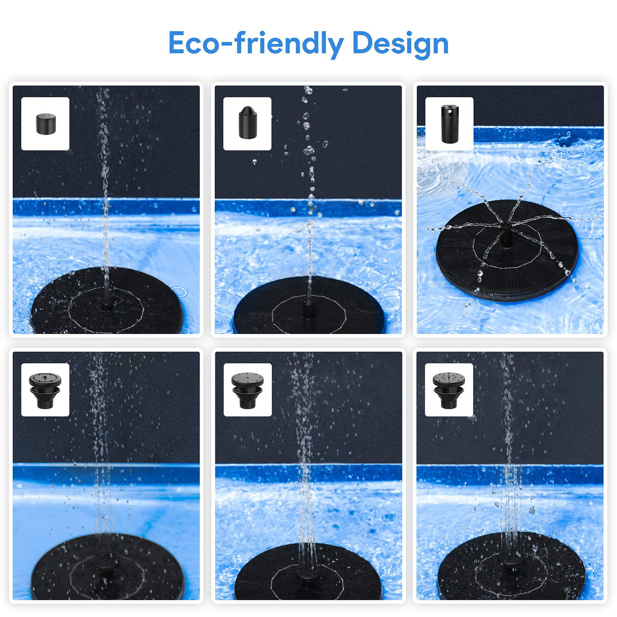 AUTGA Solar Fountain, Floating Solar Powered Water Fountain Pump for Bird Bath, Garden, Pond, Pool, Outdoor (1W)