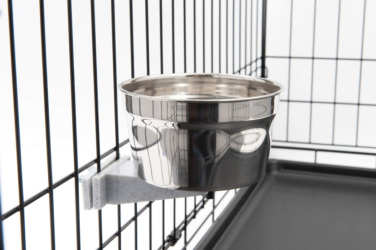 Lixit Quick Lock Cage Bowls for Dogs, Cats, Rabbits and Other Pets (20oz, Stainless)