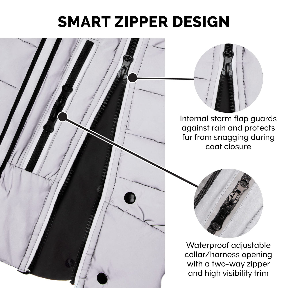 Furhaven Water-Repellent Small Dog Coat, Washable & Reflective w/ Leash Access & Stretch Fabric - Pro-Fit Active Jacket - Chrome, Small