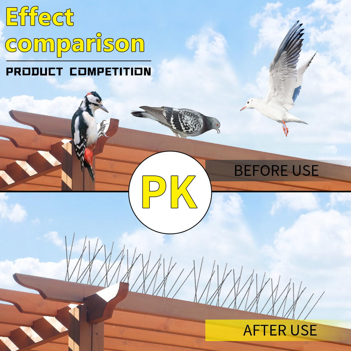 KOKMEYA Bird Spikes 3.28FT, 304 Stainless Steel Bird Deterrents Spikes for Outside to Keep Birds Away Birds Scare Devices Outdoor 4Pcs