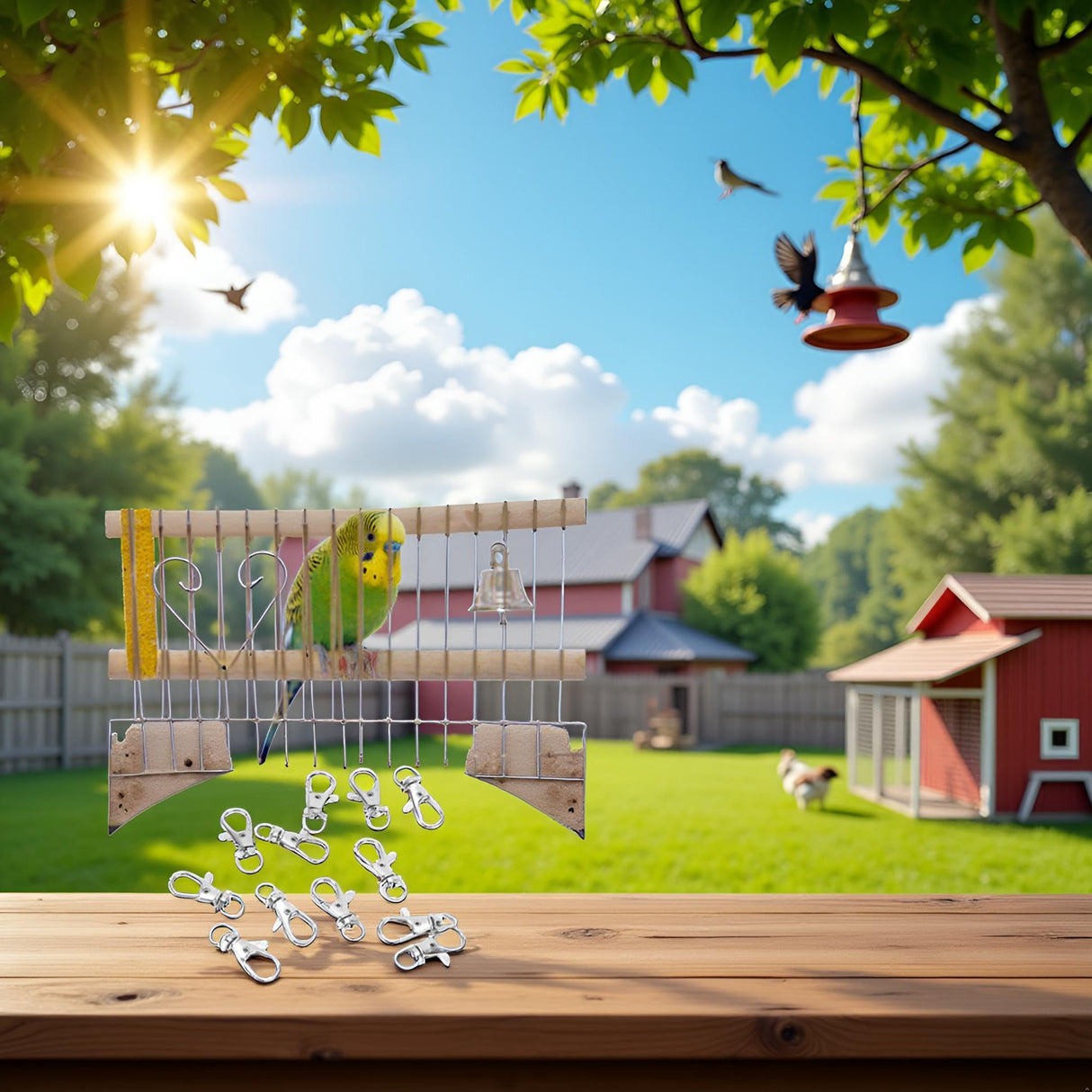 Pssopp 12Pcs Pet Birds Cage Metal Hook Clip, Iron Anti Escape Pet Bird Cage Door Buckle Lock Claw Snap Hook for Home Use Pet Supplies