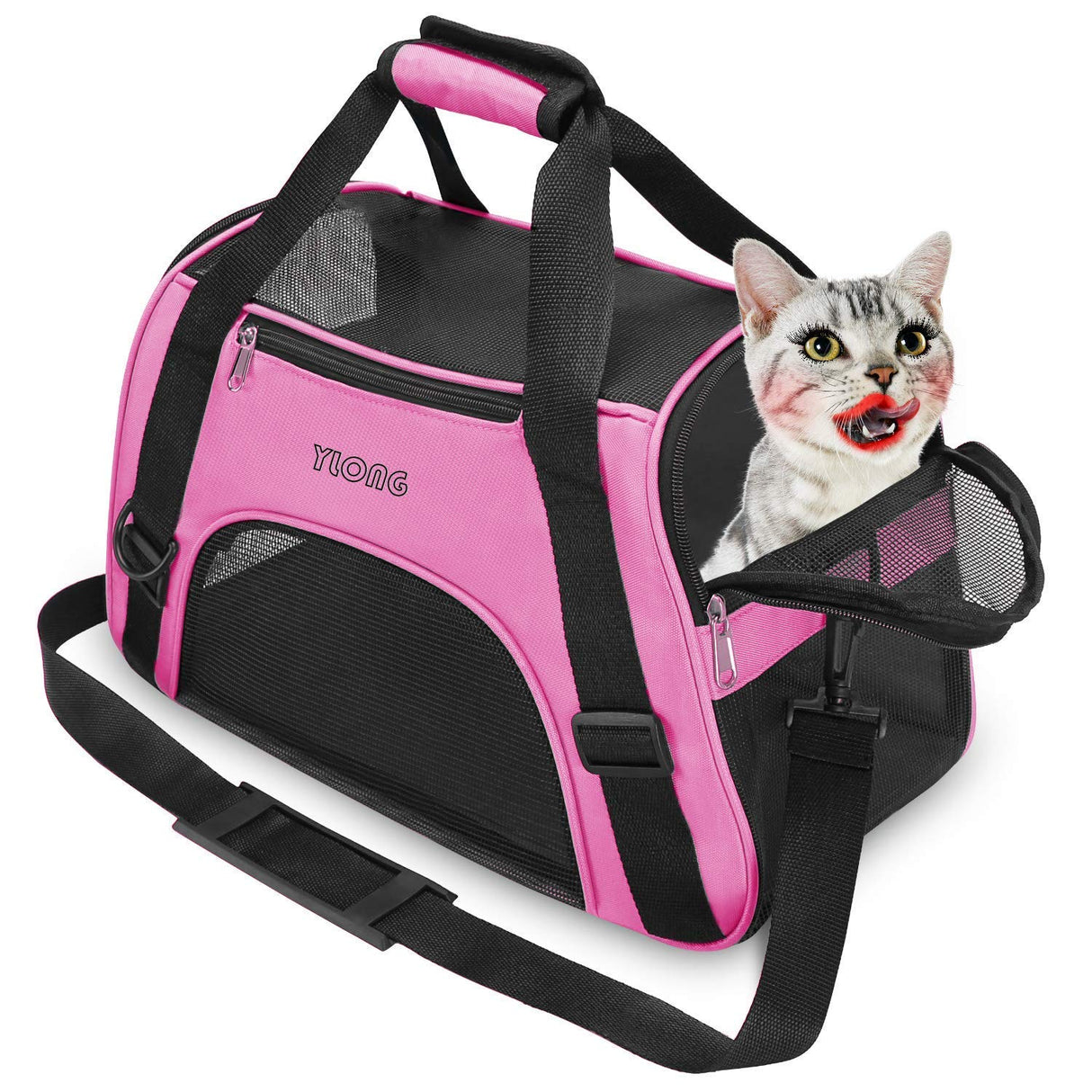 YLONG Cat Carrier Airline Approved Pet Carrier,Soft-Sided Pet Travel Carrier for Cats Dogs Puppy Comfort Portable Foldable Pet Bag,Airline Approved