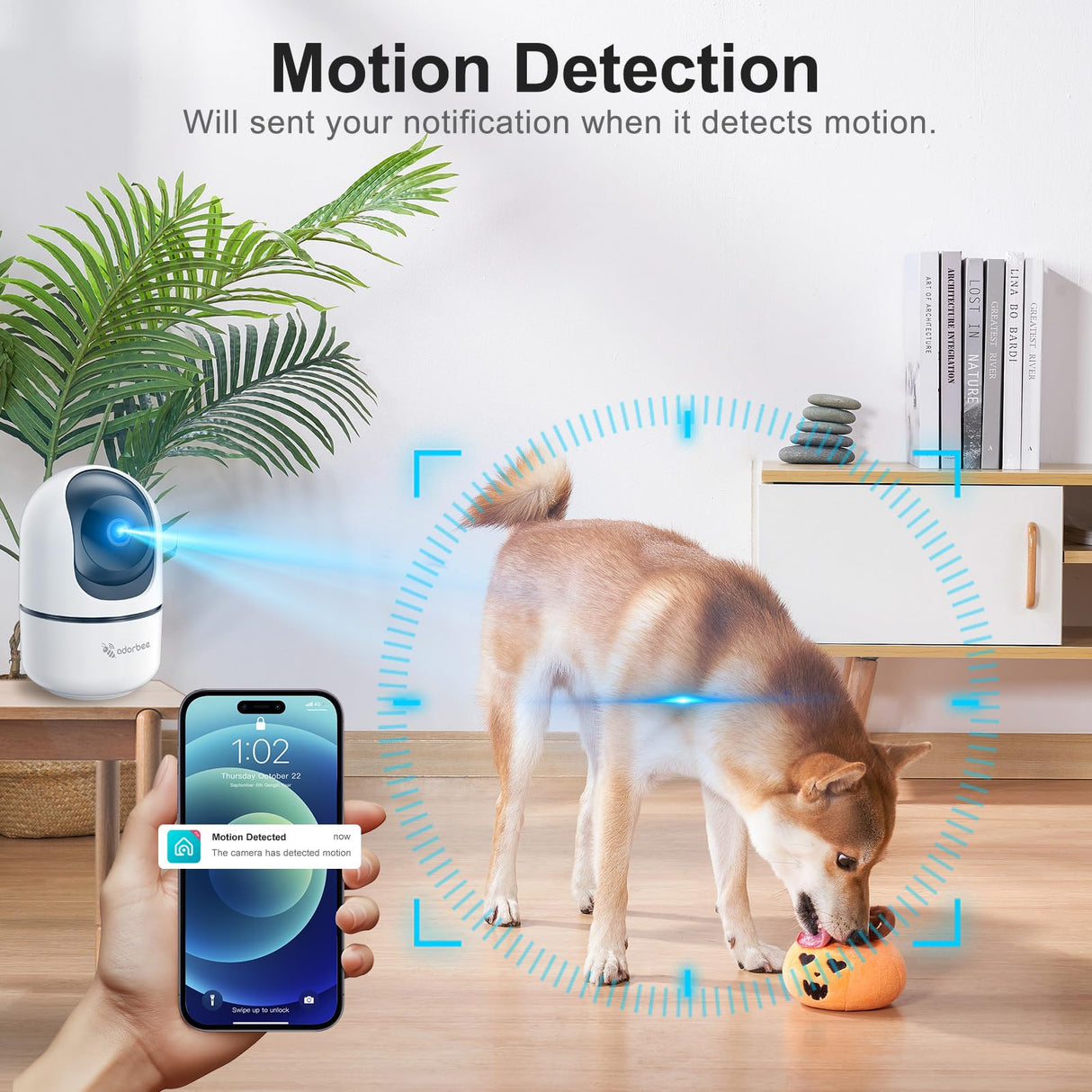 Adorbee Indoor Security Camera for Home: 2K 360° 5G & 2.4G WiFi Camera with Phone App - Pet Dog Baby Monitor with 2 Way Audio - Motion Detection Night Vision for House Room Monitoring