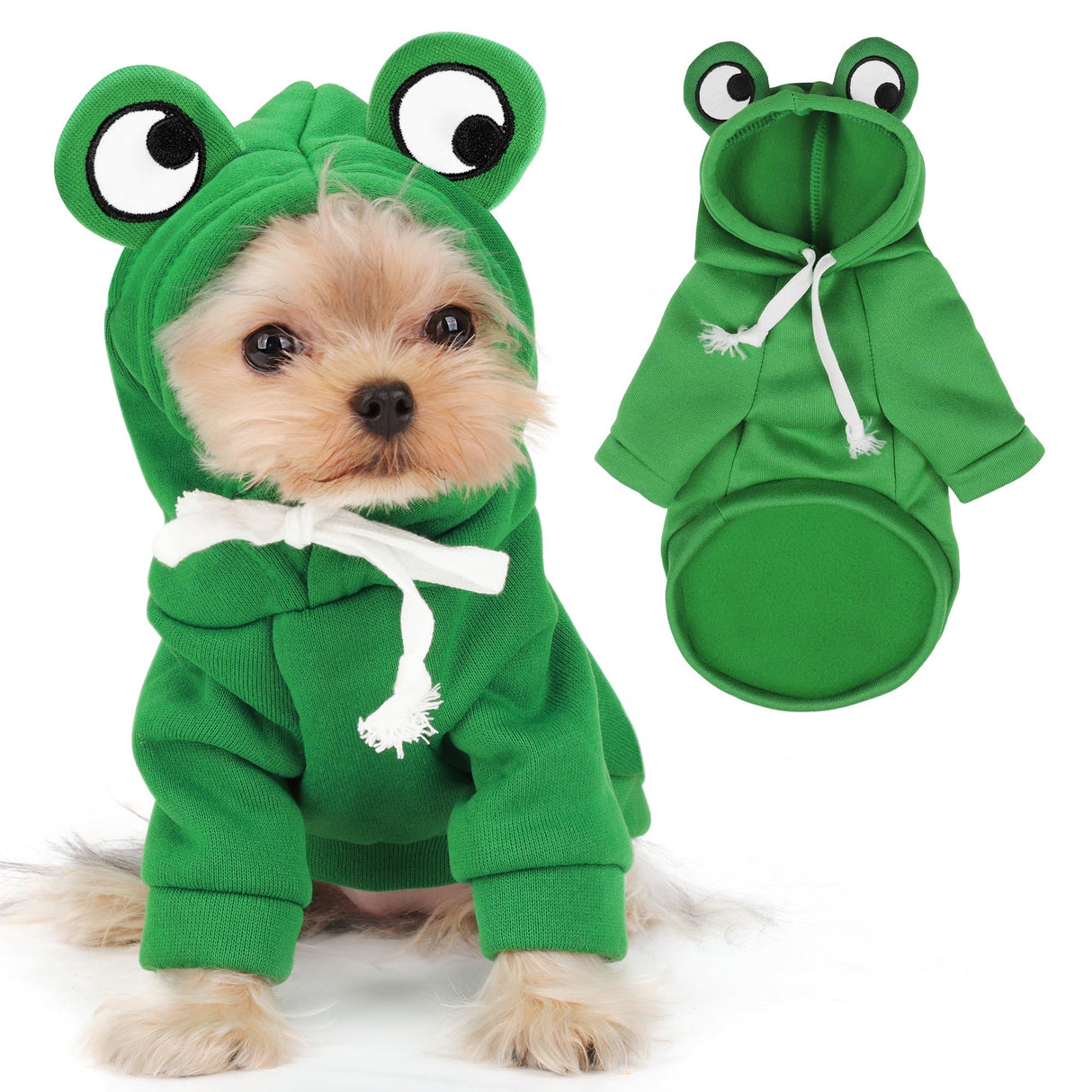 Adorable Frog Dog Hoodie with Cute Frog Eyes,Warm and Cozy Cotton Blend Sweatshirt for Small,Medium Dogs Perfect for Fall,Dog Costumes,and Cosplay Parties,Pet Outfit for All Occasions.Green XXL