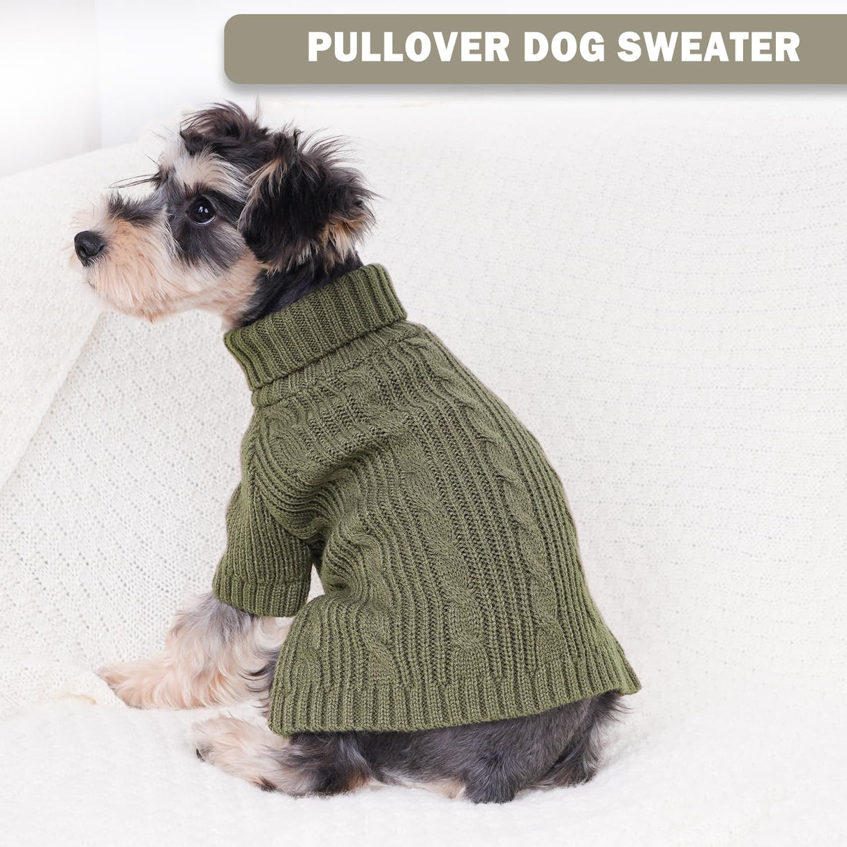 Dog Sweaters for Small Dogs Girl Fall Chihuahua Clothes Thick Small Dog Sweater Knitted Turtleneck Dog Clothes Stretchy Puppy Sweater Pet Pullover Knitwear Dog Outfits for Cold Weather (Green, Small)