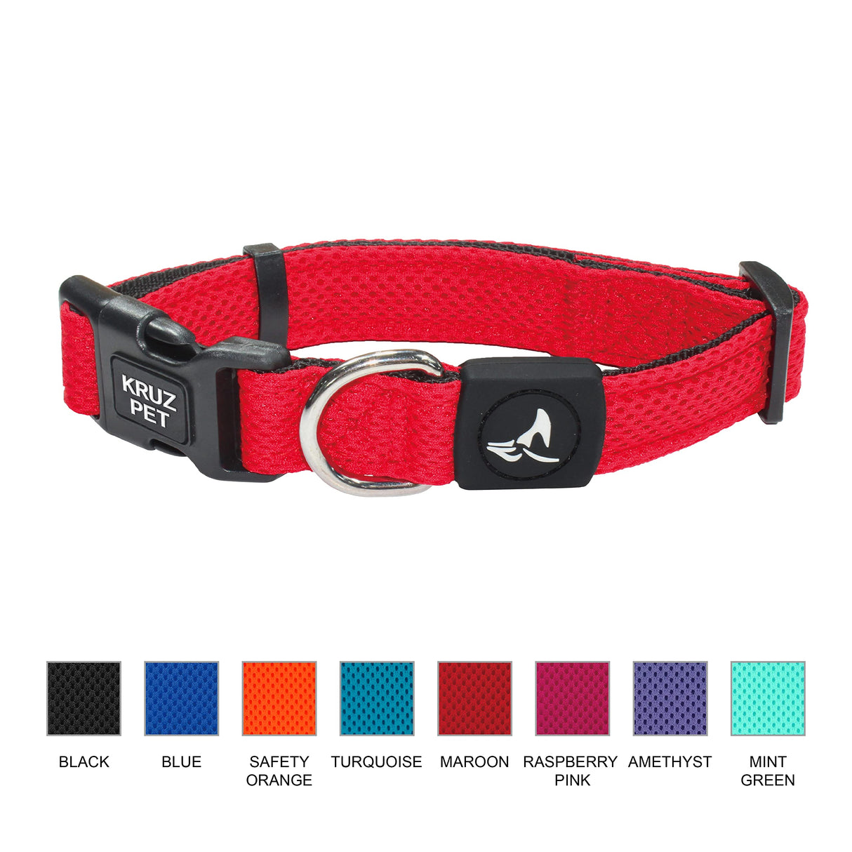 KRUZ PET Dog Collar for Small Dogs (Width- 5/8", Neck - 8"-12") Adjustable Pet Neck Band with Comfortable Soft Padding, Lifetime Durability, Heavy-Duty O-Ring (Red, X-Small)