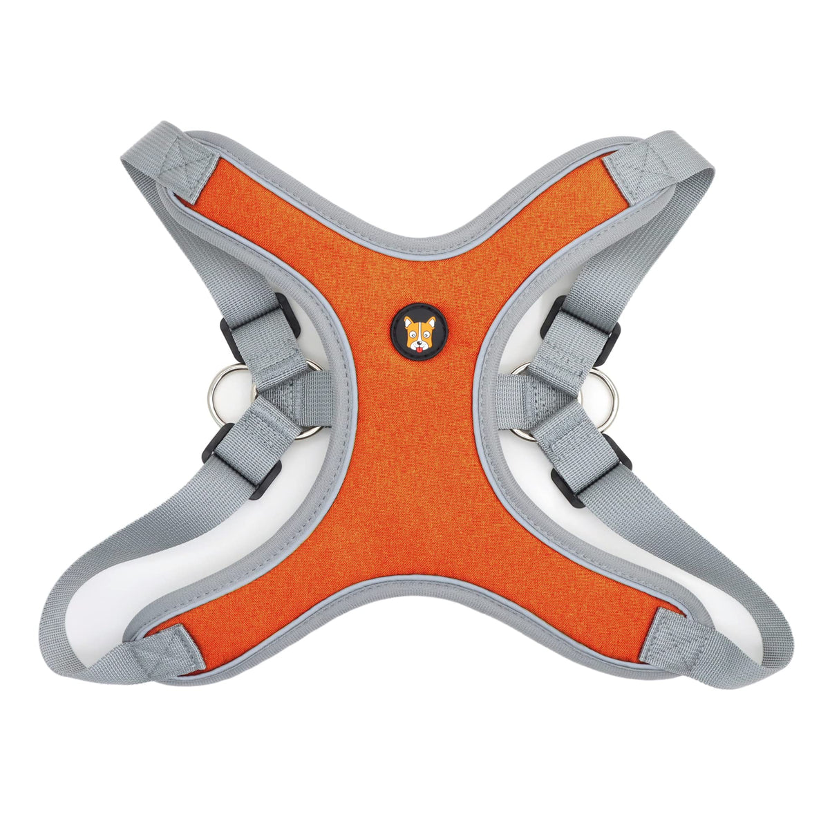 HuggieGems Adjustable Dog Harness Vest and Leash Set for Small, Medium Dogs No Pull, Step in Escape Proof Reflective Easy Walk Puppy Harness, Orange, XS (Comes with A Measuring Tape)