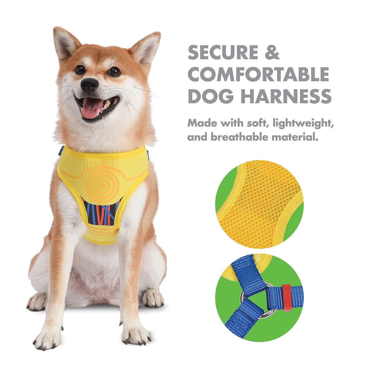 Star Wars for Pets C3PO Dog Harness for Medium Dogs, Medium (M) | Yellow Medium Dog Harness, No Pull Dog Harness with D-Ring | Machine Washable Merch for Dogs Dog Costume