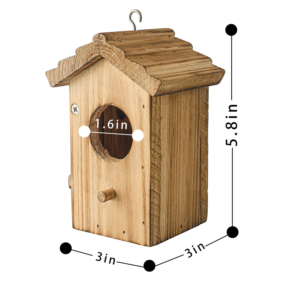 NATUREYLWL Hummingbird House for Outside Hanging, Mini Wood Birdhouse specifically for Hummingbird, Small Bird Nesting Box with Perch, Weather-resistant outdoor birdhouse, Dimensions:3.3*4.1*5.9 inch