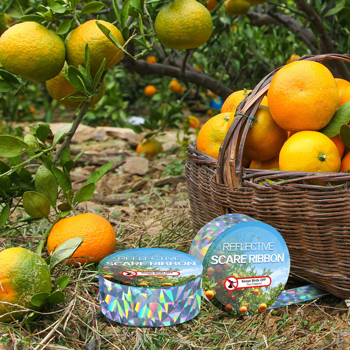 Hutisyoe Bird Scare Tape Ribbon(524FT) - Reflective Tape for Birds - Keep Birds Away Outdoor - Scare Tape for Bird Control - Double Side Ribbon, Scare Geese, Pigeon, Duck, Woodpecke - Yard Decoration