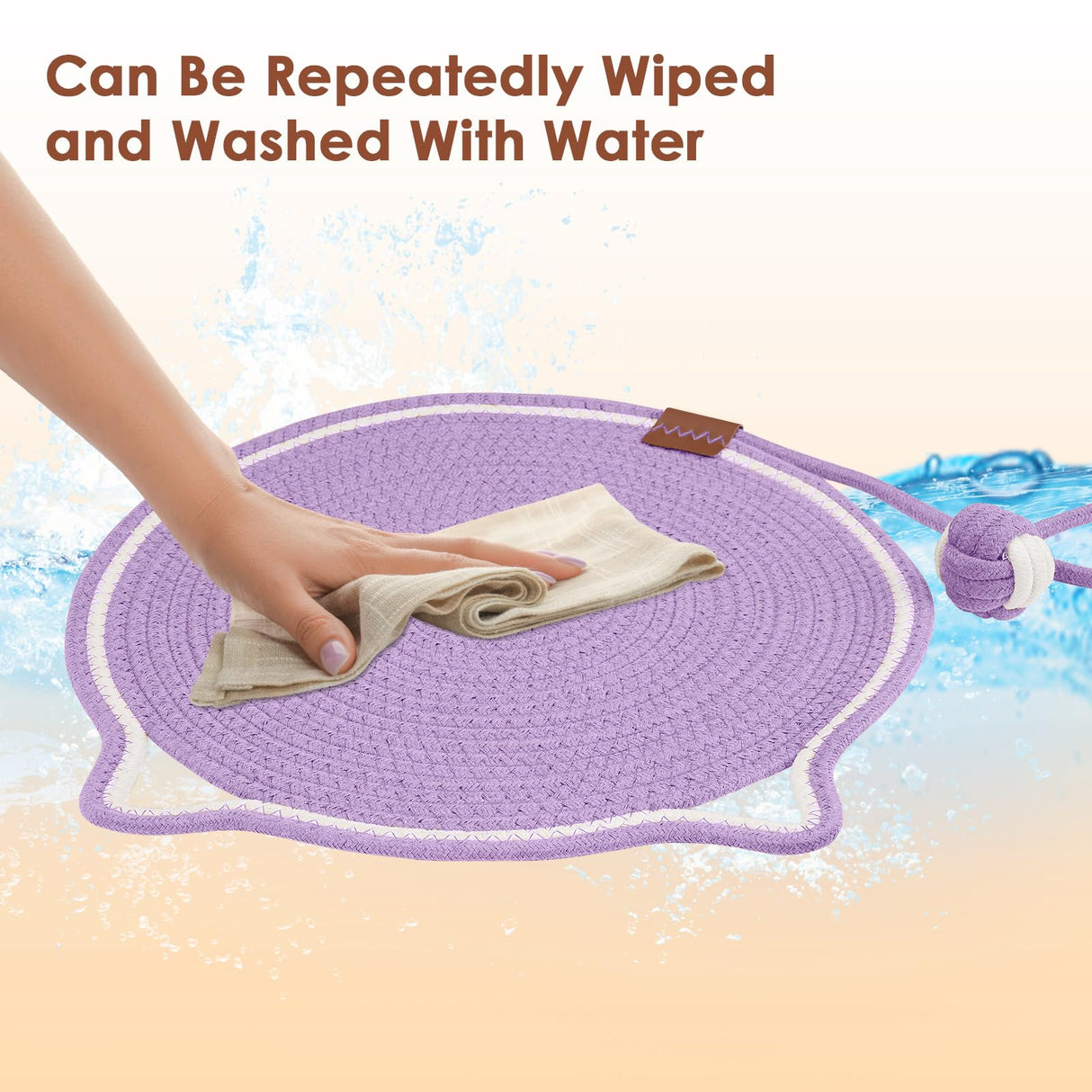 Cat Scratcher Mat, Natural Cotton Rope Cat Scratch Pad, 15.7'' Round Horizontal Floor Cat Scratching Pads for Indoor Cats, Cat Furniture Protector for Wall, Couch, Carpets, Sofas