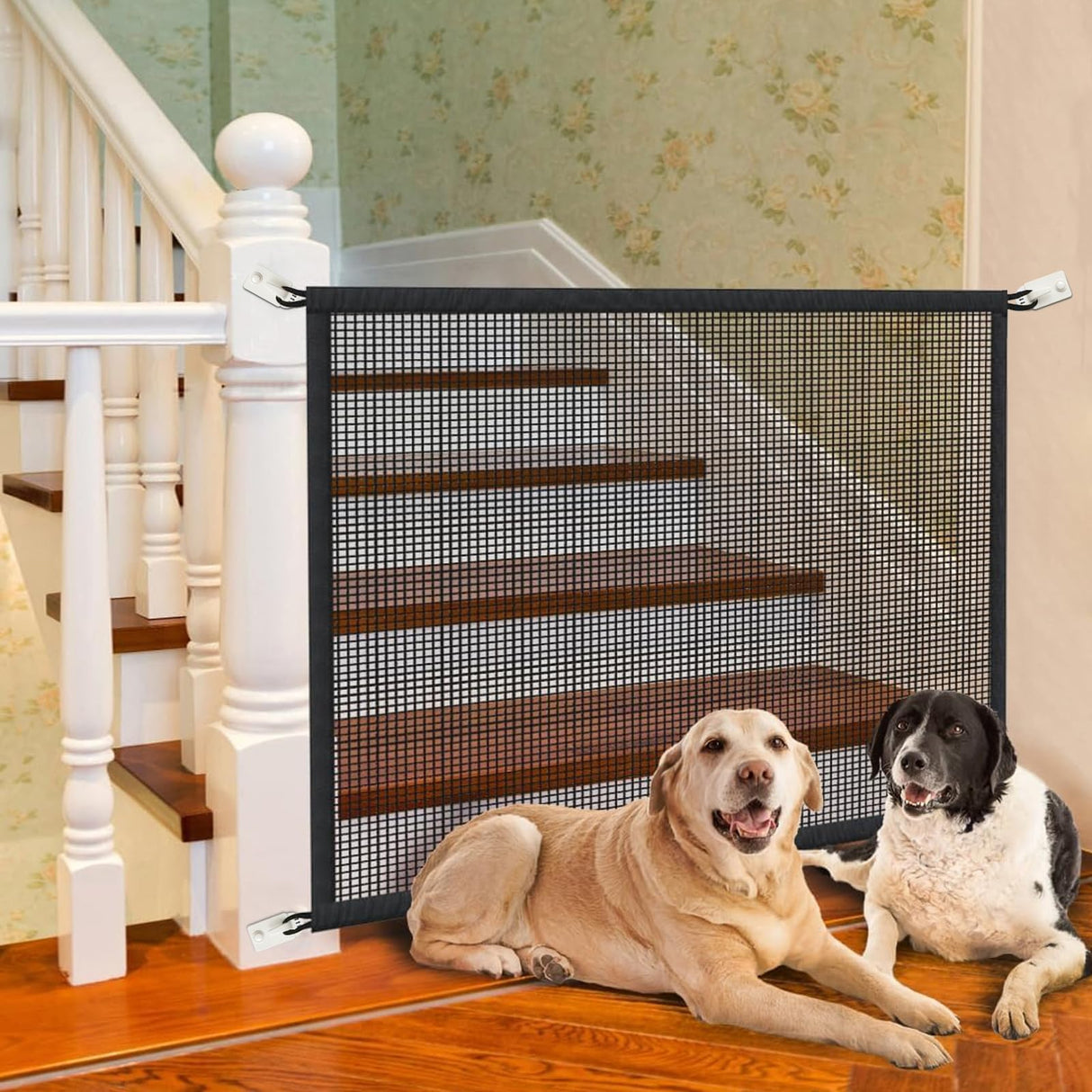 Cupount Dog Screen Mesh Gate for Stairs Pet Gates for The House: for Doorways Stairways Indoor 29 inches Tall, 38 inch Wide, Fits 32-35 inch Openings