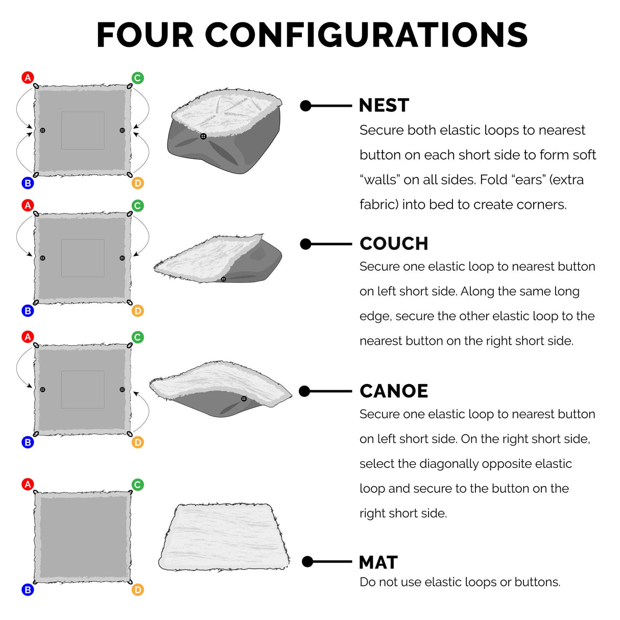 Furhaven Self-Warming Cat Bed for Indoor Cats, 4-Beds-in-1 & Washable - Plush Long Faux Fur Convertible Cuddler - Silver, Small