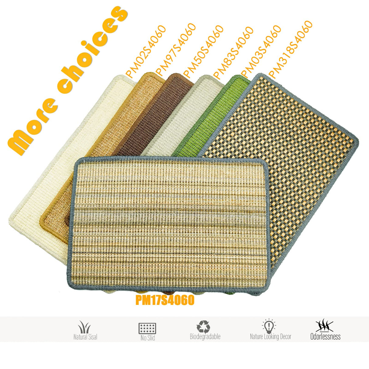 Pethave Cat Scratching Pad, 23.6 x 15.7inch Sisal Scratch Mat With Velcro Tapes, Stick on Floor Pad for Wall Scratcher, Horizontal Scratcher Protect Carpets and Sofa (Striped Style)