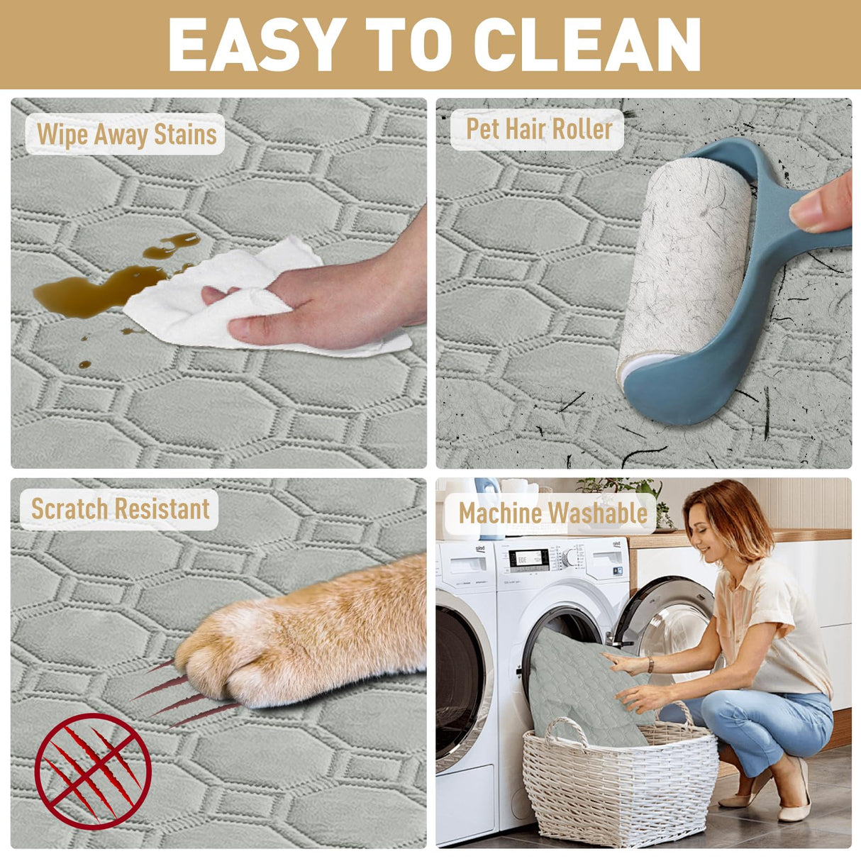 ZNSAYOTX Ultimate Cozy Blankets (82"x82") 100% Waterproof Bed Mat Blanket for Dog Pets, Couch Sofa Protector with Non-Slip Back Washable Durable, Pee Scratch Proof Easy to Clean (Light Grey)