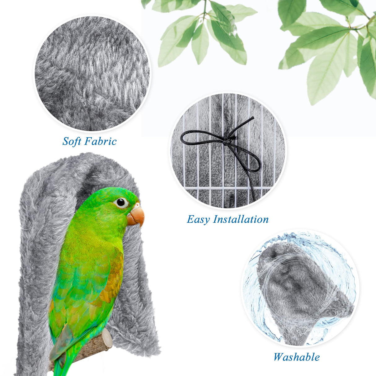 Mogoko Comfort Corner Fleece Bird Blanket,Cuddle Nest Hanging Toy,Parrot Cage Snuggle Hut Warm Plush Bedding,Small Animals Shelter Plush Bedding for Parakeet Cockatiel Pigeon (Size L)