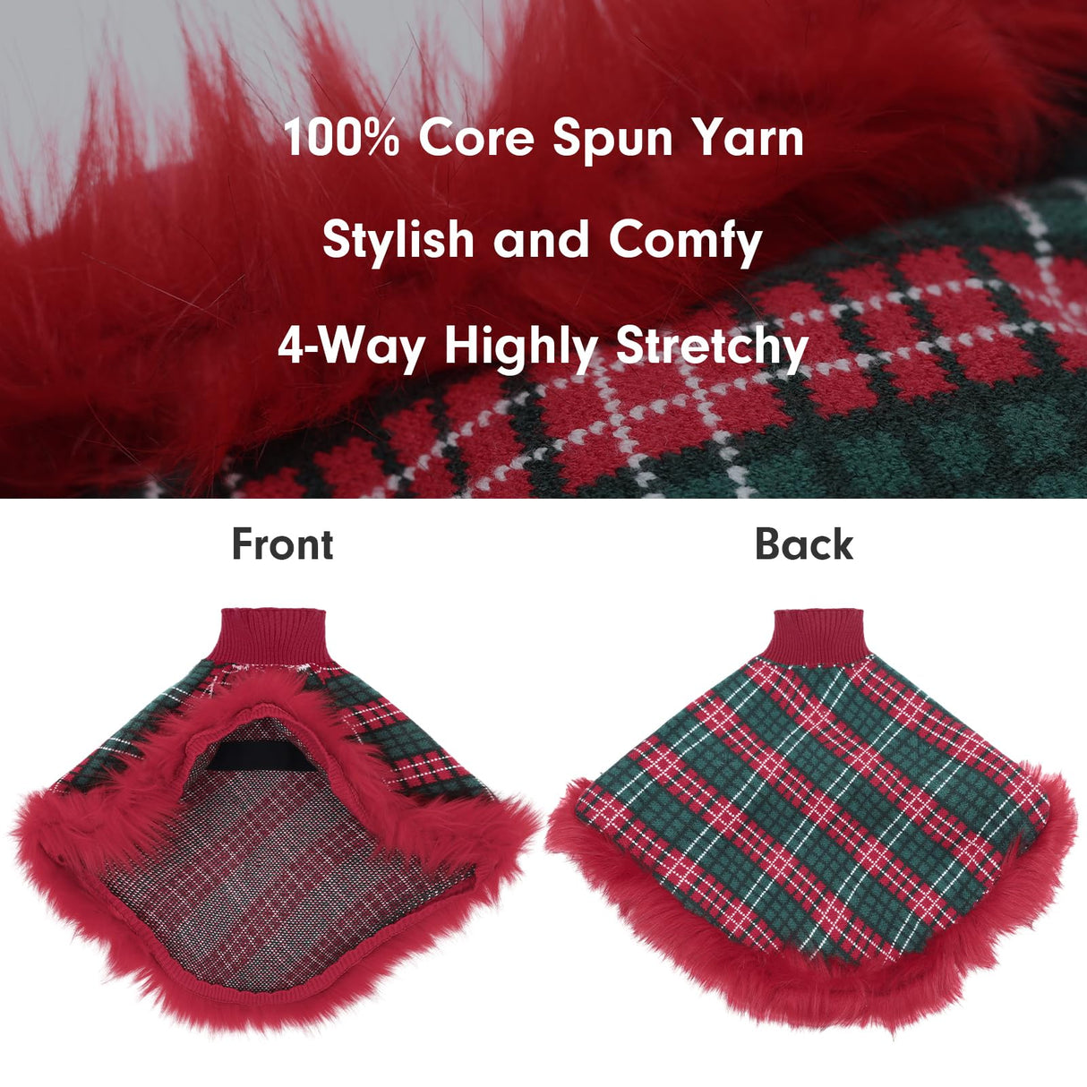 UNIPUP Dog Sweater Cloak, Pearl Cotton Bouclé Yarn Puppy Sweater, Cold Weather Coat Knitwear for Small Dogs, Classic Turtleneck Thick Dog Clothes with Thick Fluff DS-DP01L