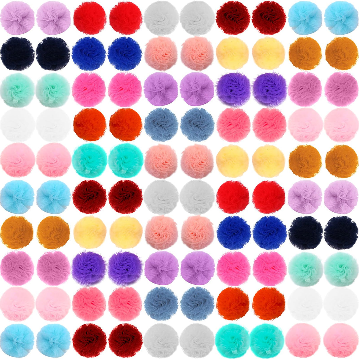 CRMADA Small Dog Bows, Multicolor Geometric Gauze with Rubber Bands, 0.78" Diameter, 24pcs/12pairs