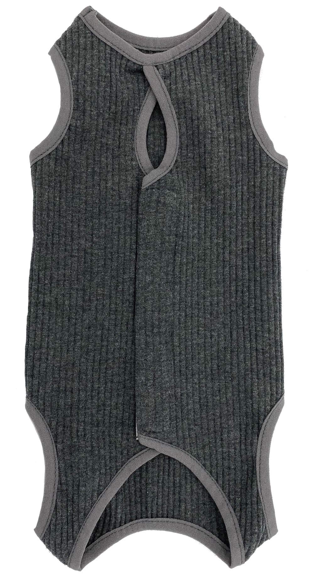 Lanyarco Pet Cat Recovery Suit Shirt Clothes,Collar Alternative for Cats, Small Dark Grey Back Length 8.0"