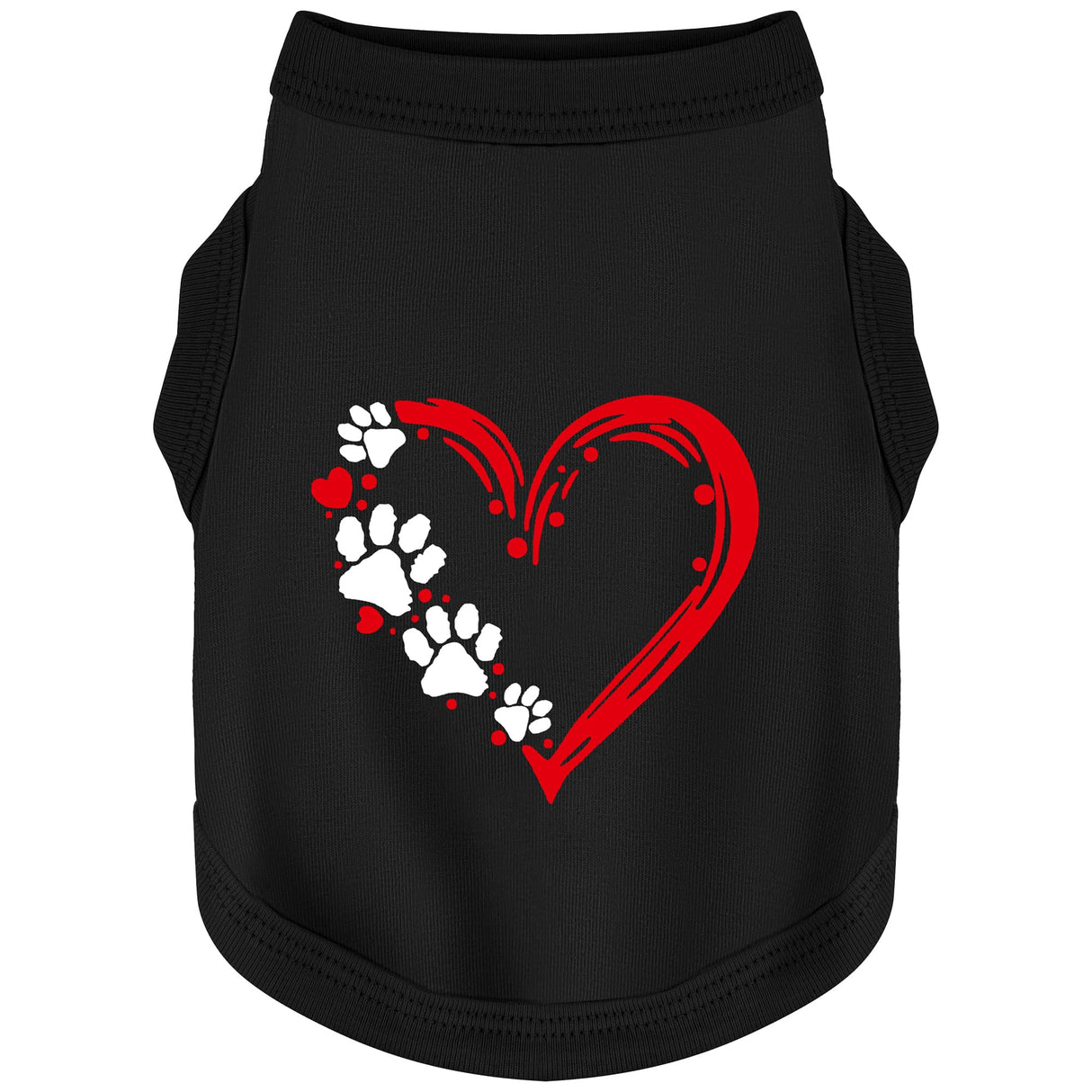 Discover Cozy Sleeveless Canine Wear: Soft, Lightweight, and Breathable Cotton Dog Shirt Featuring Heart and Paw Graphics. Vest Tank Top is Ideal for Small, Medium, and Large Breeds Black XS