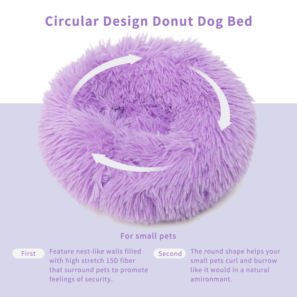 wrkfree Chinchilla Bed Purple for Cage Fluffy Round Beds for Small Animals Washable Anti Slip 11.8 inch