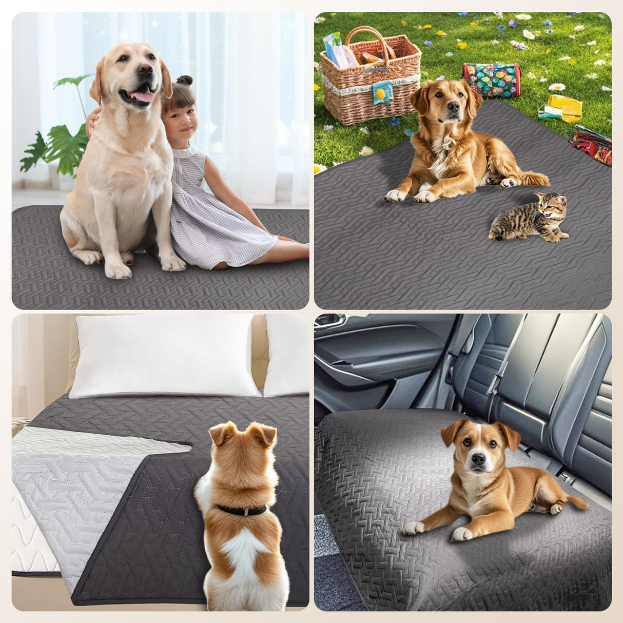 Asatdd Waterproof Dog Couch Cover, Soft Pet Bed Cover, Furniture Sofa Car Protector for Puppy Dog Cat and Pet, 40" x 50", 1 Pack