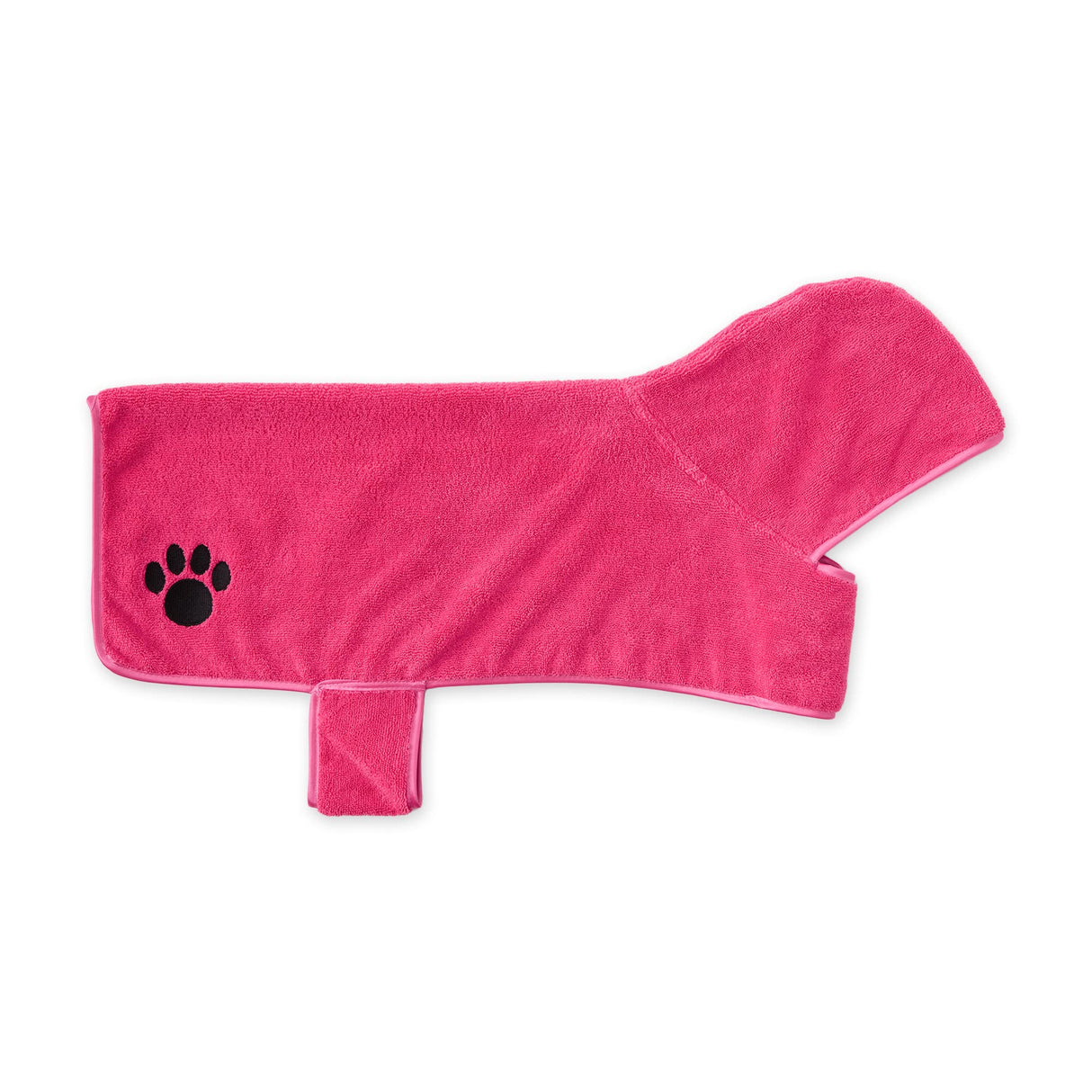 Bone Dry Pet Robe Collection, Embroidered Absorbent Microfiber Bath Robe with Adjustable Closure, for Dogs & Cats, Large, Raspberry Sorbet