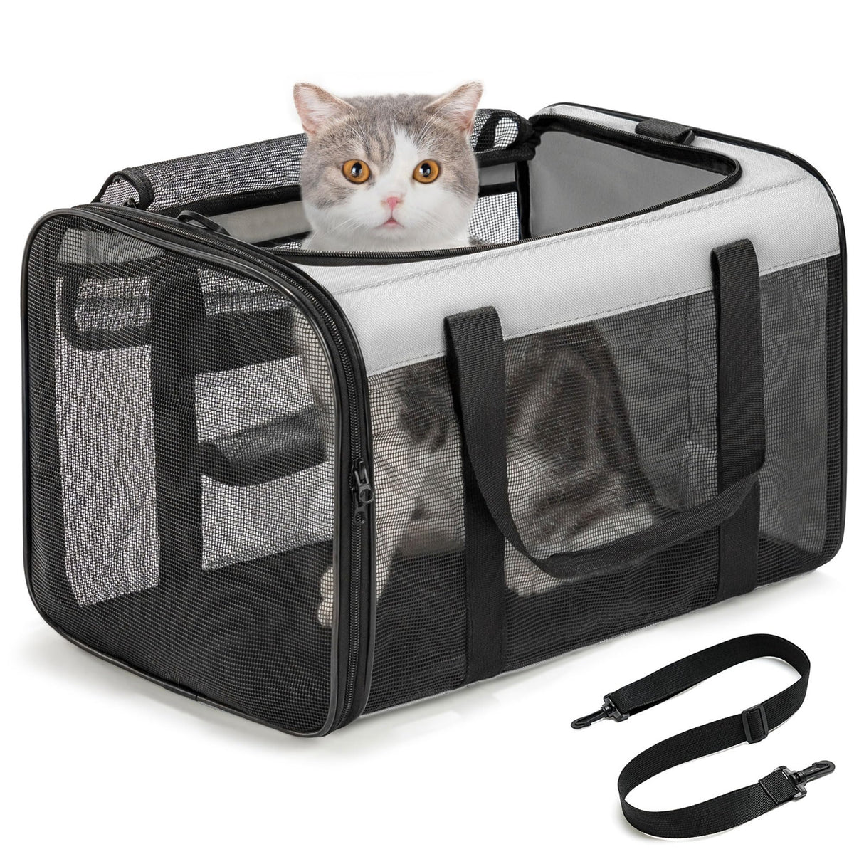 Conlun Soft-Sided Cat Carrier for Small-Medium Cats, Puppies up to 15 Lb, Airline Approved