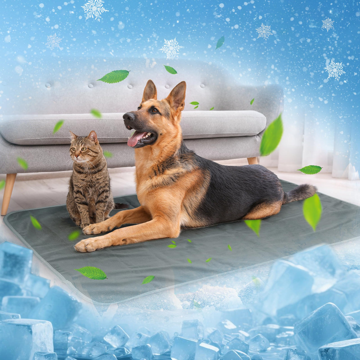 Kritter Planet Waterproof Cooling Dog Mat, Soft Pet Blanket for Summer, Lightweight Outdoor Mat, Reversible Furniture Cover, 20 x 30 inch, Grey