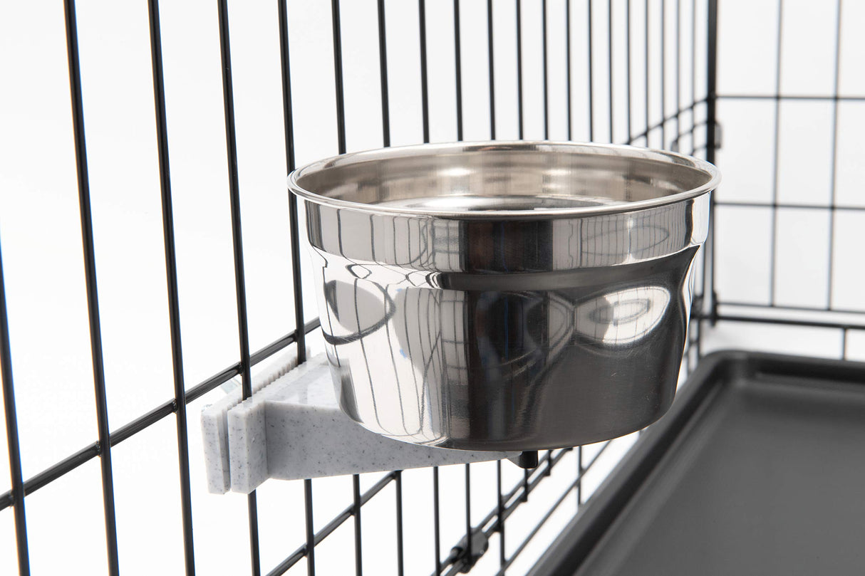 Lixit Quick Lock Cage Bowls for Dogs, Cats, Rabbits and Other Pets (20oz, Stainless)
