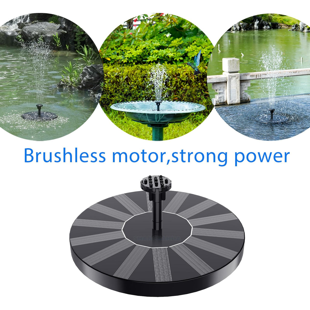 SHANCHAHUA Solar Fountain, 1.5W Solar Bird Bath Fountains Pump Floating Solar Powered Water Fountain with 6 Nozzles and Fixer, Solar Fountain for Bird Bath, Outdoors, Garden, Pond, Pool