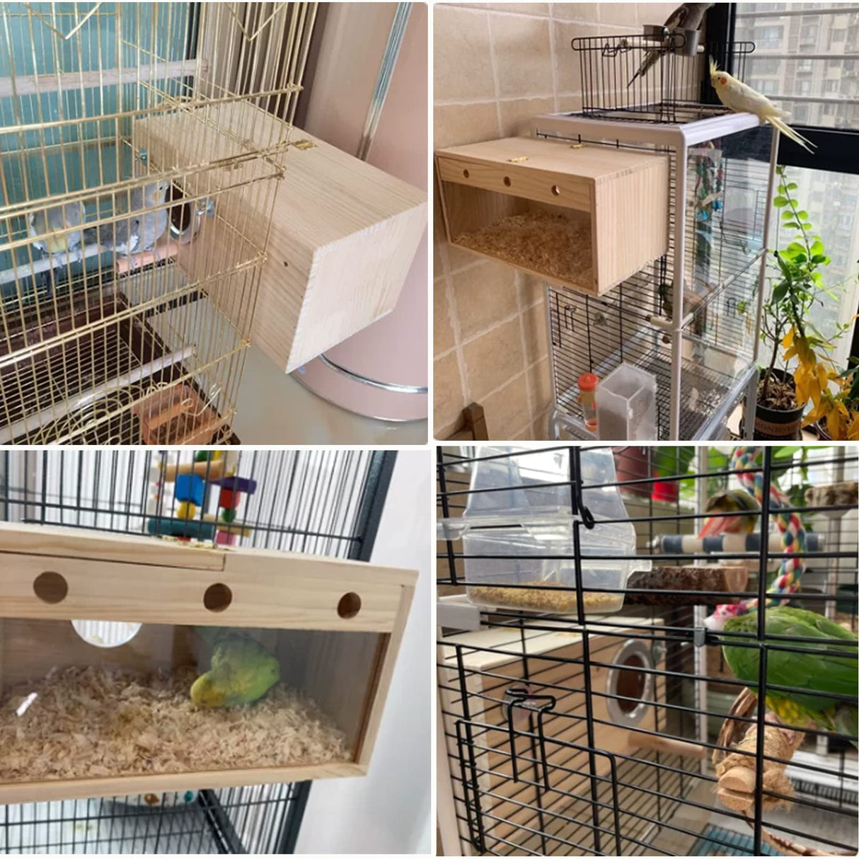 Tfwadmx Parakeet Nesting Box Transparent Bird Nest Box Wood Bird House for Cage Budgie Breeding Boxes for Parrotlets, Lovebirds and Other Small Sized Birds 7.8" x 4.7" x 4.7"