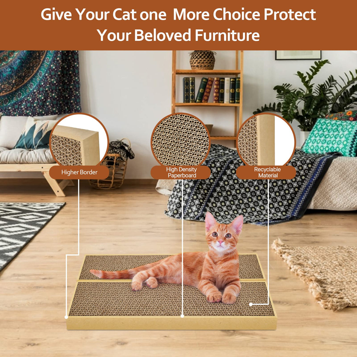 HappyFreeSX Splicing Cat Scratch Pad: Cat Scratchers for Indoor Cats and Kitten, 2 Pack Cat Scratching Pad, Cat Scratcher Cardboard, Scratching Pad, Premium Scratch from Cats, Double-Sided Design