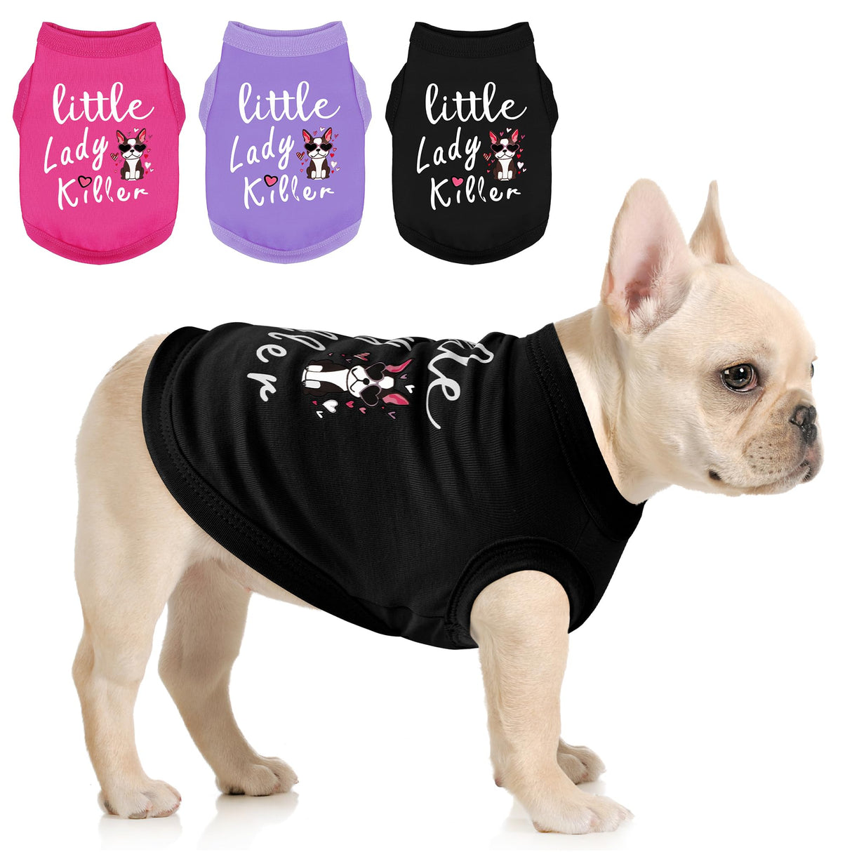 Dog Shirts - Little Lady Killer Heat Transfer Design - Lightweight, Breathable T-Shirts for Small, Medium, Large Dogs - Soft, All-Season Pet Clothes. Provides Sun Protection.Black XL