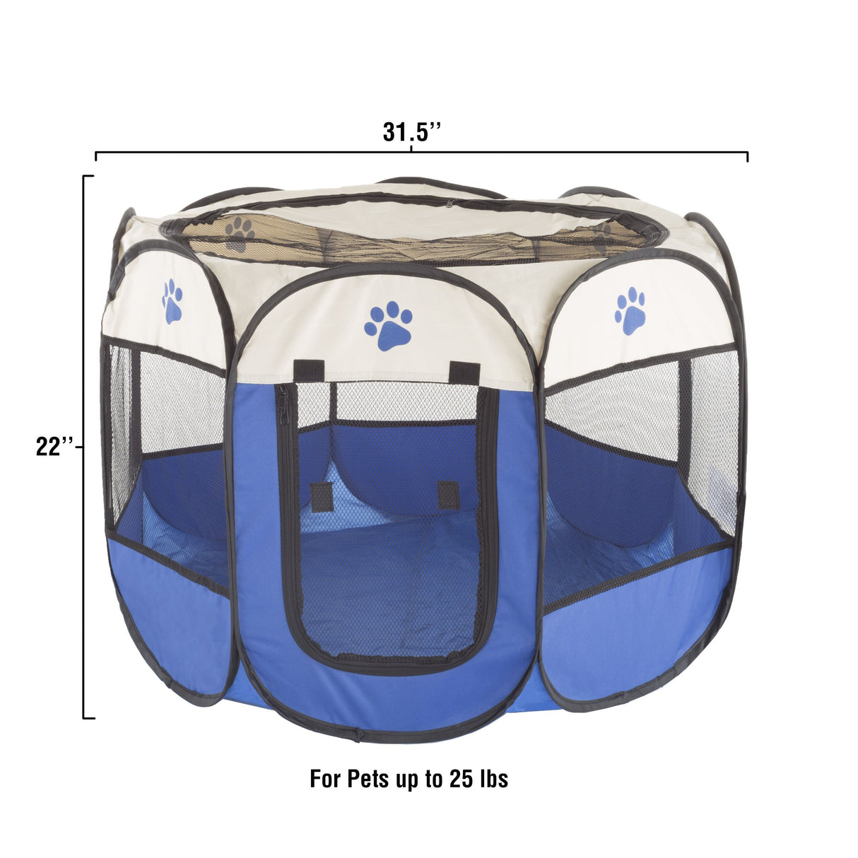 Pop-Up Pet Playpen - Indoor and Outdoor Dog Pen with Carrying Case - Portable Pet Enclosure for Dogs, Cats, and Other Small Animals by PETMAKER (Blue)
