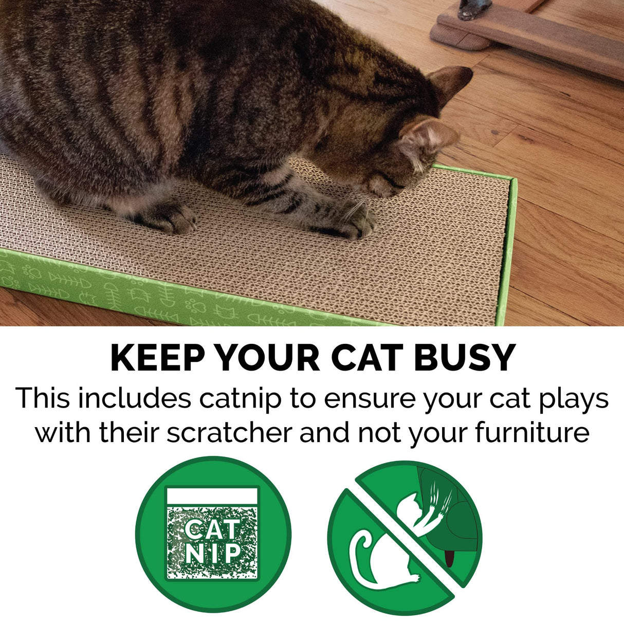 Furhaven Scratching Board w/ Catnip for Indoor Cats, Reversible - Classic Corrugated Cat Scratcher Pad - Yellow, Small