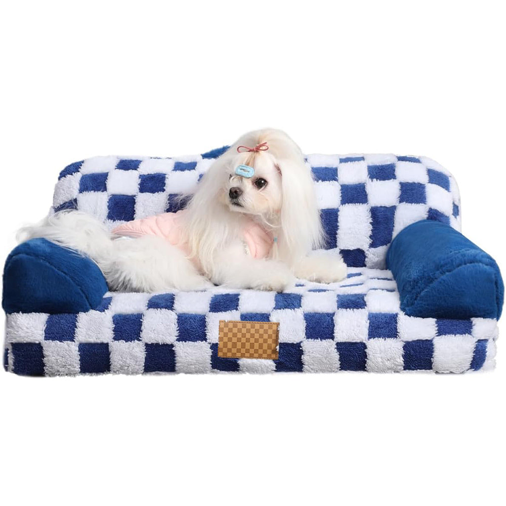Jacquard Luxury Solid Color Pattern Leather Fur Machine Washable Detachable Cover Pet Bed